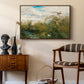 Wild Ducks (Grasänder), 1890 by Bruno Liljefors as a walnut floater framed canvas featuring a group of ducks foraging in natural marsh setting, styled above a mid-century console in a contemporary living area.