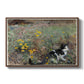 Cat on a Flowery Meadow, 1887 by Bruno Liljefors in a walnut floater framed canvas wall art display.