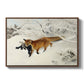 Fox in Snow Landscape, 1900 by Bruno Liljefors in a walnut floater framed canvas wall art display.