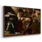 Angled view of The Crowning with Thorns (Vienna Version), c. 1602-1604 by Caravaggio in a walnut floater framed canvas.