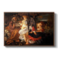 Rest on the Flight into Egypt, c. 1597 by Caravaggio in a walnut floater framed canvas wall art display.