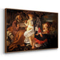 Angled view of Rest on the Flight into Egypt, c. 1597 by Caravaggio in a walnut floater framed canvas.