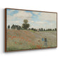 Angled view of The Poppy Field near Argenteuil, 1873 by Claude Monet in a walnut floater framed canvas.