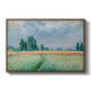 The Wheat Field (Champ de Blé), 1881 by Claude Monet in a walnut floater framed canvas wall art display.