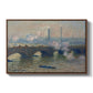 Waterloo Bridge, Gray Day, 1903 by Claude Monet in a walnut floater framed canvas wall art display.