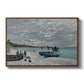 The Beach at Sainte-Adresse, 1867 by Claude Monet in a walnut floater framed canvas wall art display.