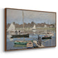 Angled view of The Basin at Argenteuil, 1874 by Claude Monet in a walnut floater framed canvas.