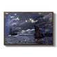 A Seascape, Shipping by Moonlight, 1864 by Claude Monet in a walnut floater framed canvas wall art display.