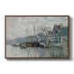 View of the Prins Hendrikkade and Kromme Waal in Amsterdam, 1874 by Claude Monet in a walnut floater framed canvas wall art display.
