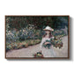 Young Girl in the Garden at Giverny, 1888 by Claude Monet in a walnut floater framed canvas wall art display.