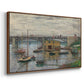 Angled view of Bridge at Argenteuil on a Gray Day, c. 1876 by Claude Monet in a walnut floater framed canvas.