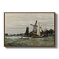 Windmill at Zaandam, 1871 by Claude Monet in a walnut floater framed canvas wall art display.