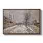 The Boulevard de Pontoise at Argenteuil, Snow Effect, 1875 by Claude Monet in a walnut floater framed canvas wall art display.