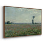Angled view of Poppy Field, 1881 by Claude Monet in a walnut floater framed canvas.