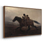 Angled view of A Ride for Liberty – The Fugitive Slaves, c. 1862 by Eastman Johnson in a walnut floater framed canvas.