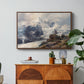 The Grossglockner, 1880 by Edward Theodore Compton in a walnut floater framed canvas featuring a towering mountain peak rising above rocky alpine landscape, displayed above a wood console cabinet.