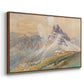 Angled view of From the Dolomites, 1904 by Edward Theodore Compton in a walnut floater framed canvas.