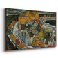 Angled view of Crescent of Houses II (Island Town), 1915 by Egon Schiele in a walnut floater framed canvas.