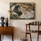 Death and the Maiden, 1915 by Egon Schiele as a walnut floater framed canvas featuring an expressionist painting of human figures in dramatic pose, styled above a mid-century console in a contemporary living area.