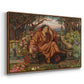 Angled view of A Soul in Hell, c. 1901-1902 by Evelyn De Morgan in a walnut floater framed canvas.