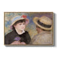 Boating Couple (Aline Charigot and Renoir), c. 1881 by Pierre-Auguste Renoir in a natural wood floater framed canvas wall art display.