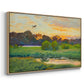 Angled view of Flying Duck at Sunset, 1924 by Bruno Liljefors in a natural wood floater framed canvas.