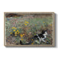 Cat on a Flowery Meadow, 1887 by Bruno Liljefors in a natural wood floater framed canvas wall art display.