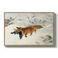 Fox in Snow Landscape, 1900 by Bruno Liljefors in a natural wood floater framed canvas wall art display.