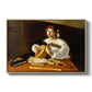 The Lute Player (Wildenstein Version), c. 1596 by Caravaggio in a natural wood floater framed canvas wall art display.
