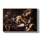 The Martyrdom of Saint Matthew, 1599-1600 by Caravaggio in a natural wood floater framed canvas wall art display.
