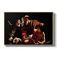 The Sacrifice of Isaac (Uffizi Version), c. 1603 by Caravaggio in a natural wood floater framed canvas wall art display.