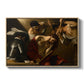 The Crowning with Thorns (Vienna Version), c. 1602-1604 by Caravaggio in a natural wood floater framed canvas wall art display.