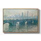 Waterloo Bridge, Gray Weather, 1900 by Claude Monet in a natural wood floater framed canvas wall art display.
