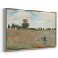 Angled view of The Poppy Field near Argenteuil, 1873 by Claude Monet in a natural wood floater framed canvas.