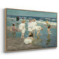 Angled view of A Holiday, c. 1915 by Edward Henry Potthast in a natural wood floater framed canvas.
