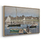 Angled view of The Basin at Argenteuil, 1874 by Claude Monet in a natural wood floater framed canvas.