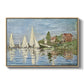 Regatta at Argenteuil, 1872 by Claude Monet in a natural wood floater framed canvas wall art display.
