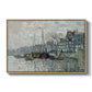 View of the Prins Hendrikkade and Kromme Waal in Amsterdam, 1874 by Claude Monet in a natural wood floater framed canvas wall art display.