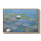 Water Lilies (Nymphéas), 1897-1899 by Claude Monet in a natural wood floater framed canvas wall art display.