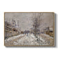 The Boulevard de Pontoise at Argenteuil, Snow Effect, 1875 by Claude Monet in a natural wood floater framed canvas wall art display.
