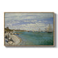 Regatta at Sainte-Adresse, 1867 by Claude Monet in a natural wood floater framed canvas wall art display.