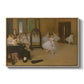 The Dancing Class, c. 1870 by Edgar Degas in a natural wood floater framed canvas wall art display.