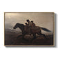 A Ride for Liberty – The Fugitive Slaves, c. 1862 by Eastman Johnson in a natural wood floater framed canvas wall art display.