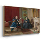 Angled view of The Brown Family, 1869 by Eastman Johnson in a natural wood floater framed canvas.