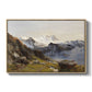 The Großglockner from the Prager Hut, 1890 by Edward Theodore Compton in a natural wood floater framed canvas wall art display.