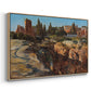 Angled view of Palatine in Rome, c. 1921 by Edward Theodore Compton in a natural wood floater framed canvas.