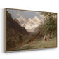 Angled view of Landscape in the Caucasus, c. 1921 by Edward Theodore Compton in a natural wood floater framed canvas.