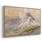 Angled view of From the Dolomites, 1904 by Edward Theodore Compton in a natural wood floater framed canvas.
