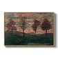 Four Trees, 1917 by Egon Schiele in a natural wood floater framed canvas wall art display.