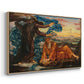 Angled view of Earthbound, 1897 by Evelyn De Morgan in a natural wood floater framed canvas.